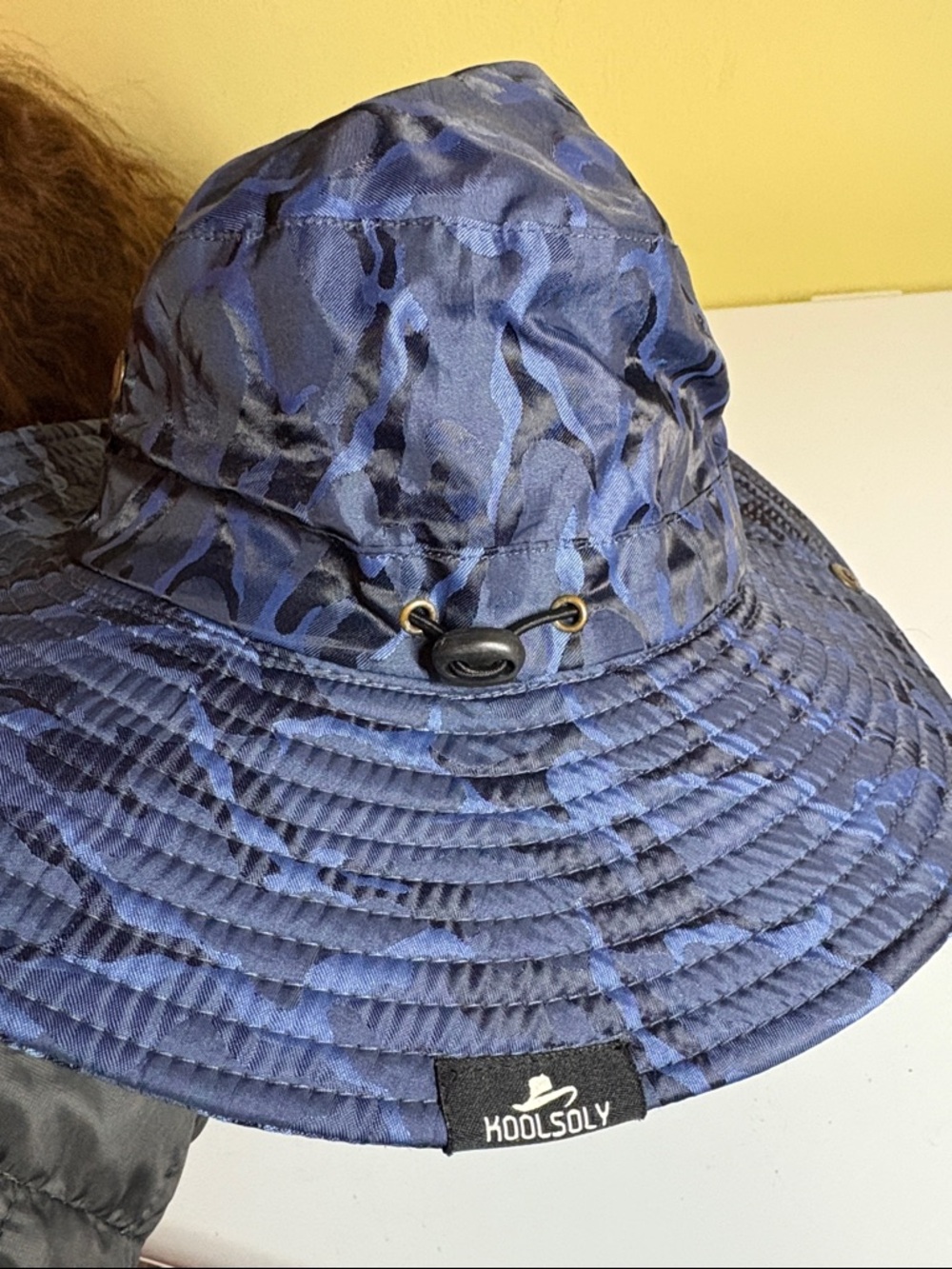 Koolsoly Blue/Black Camo Poly Sun Hat w/Strap One Size